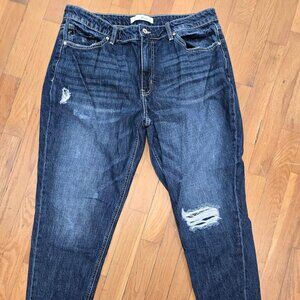 Kancan Hi Rise Taper Ankle Distressed Dark Sz 15